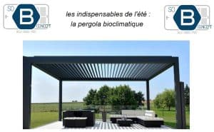 PERGOLA BIOCLIMATIQUE
Vous souhaitez optimiser votre extérieur et en profiter plus longtemps ? La pergola bioclimatique avec structure en aluminium et son toit totalement plat ou incliné constitue une alternative aux différentes protections solaires pour votre maison. Grâce à l’orientation de ses lames vous allez pouvoir jouer avec le soleil et les brises légères.
Qu’elles soient autoportantes ou adossées à un mur, nos pergolas Bioclimatiques sont toutes conçues 100% sur mesure de manière à répondre parfaitement à vos besoins et attentes. De plus, nos conseillers seront là pour vous guider sur la configuration de la forme et de l’implantation de votre pergola pour qu’elle s’intègre parfaitement à son environnement.